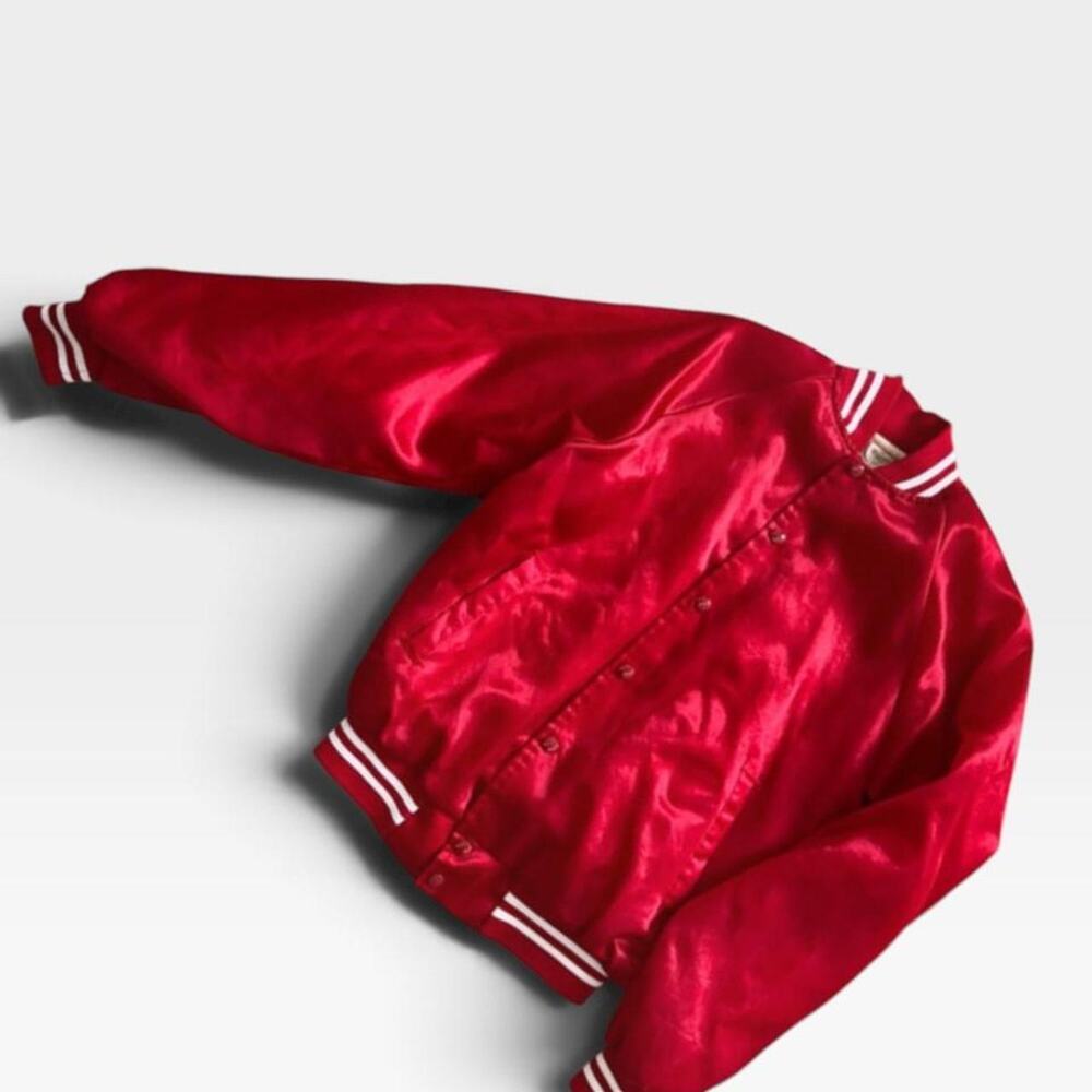Red satin vintage bomber jacket Size M